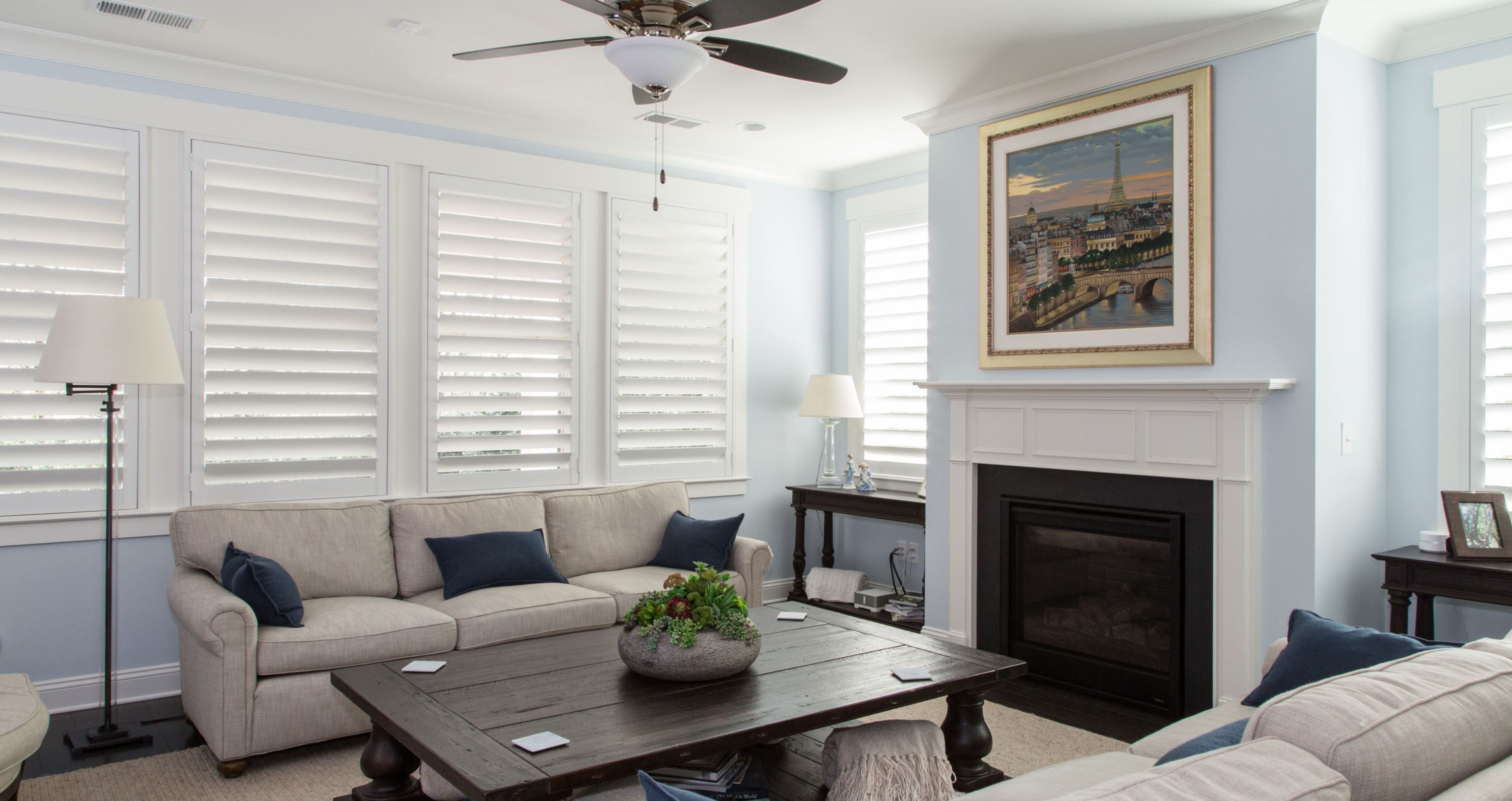 shutters installed in a living room