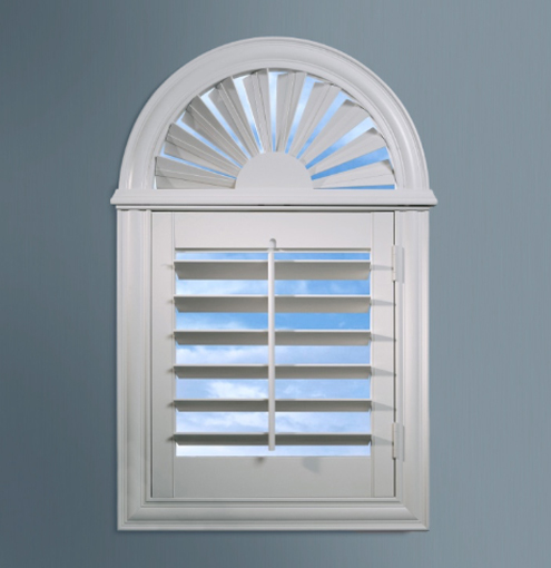 sunburst arch shutter in white