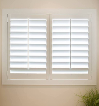 White studio shutters in a bathroom