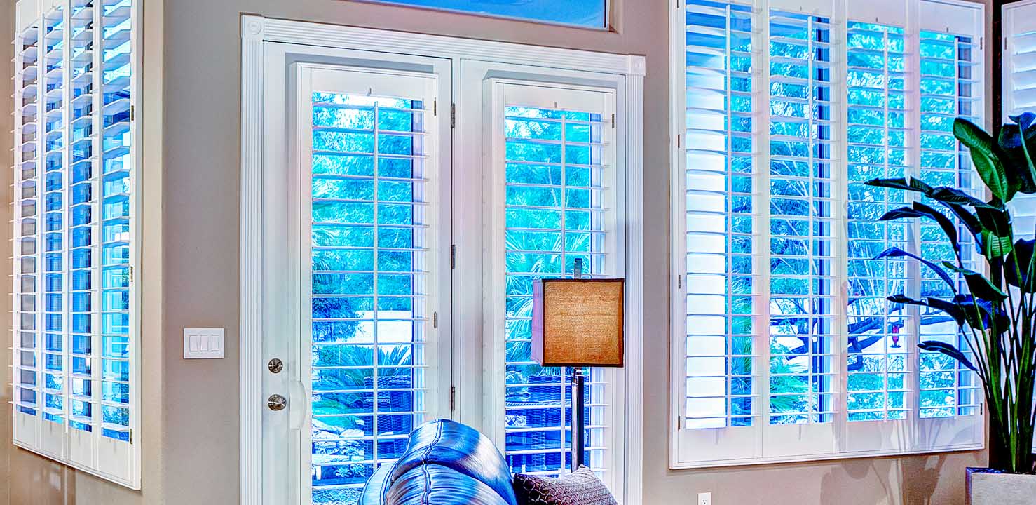 Up close shot of a french door in a living room