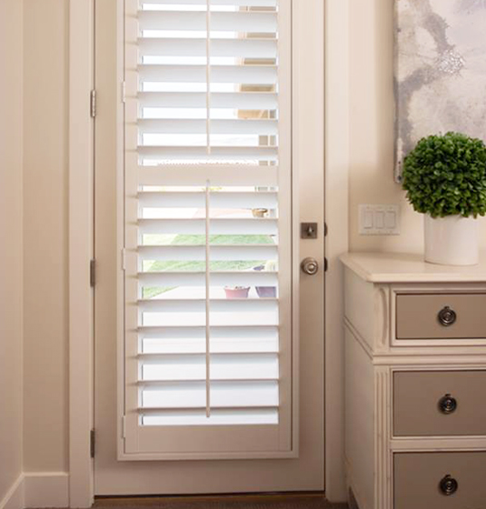 french door with polywood shutters