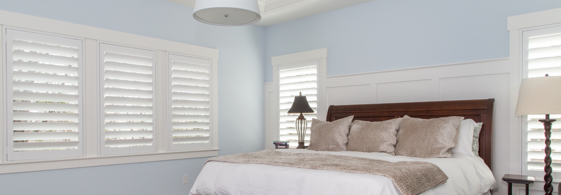 Bedroom with plantation shutters