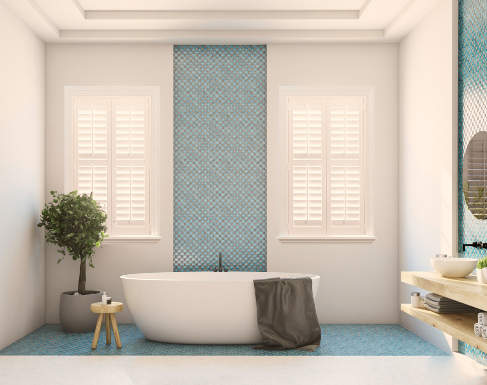 White polywood shutters in a bathroom